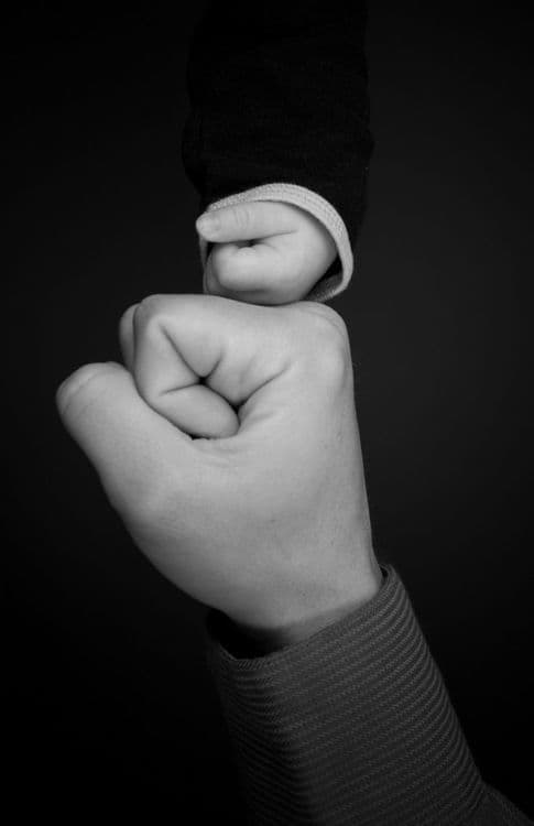 A clean, minimalist workspace with a single laptop showing a code editor and a green 'success' terminal.